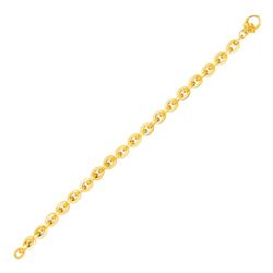 Shiny Oval Link Bracelet in 14K Yellow Gold