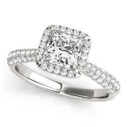 14K White Gold Halo Princess Cut Pave Band Diamond Engagement Ring (1 1/3 ct. tw.)