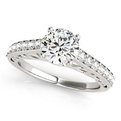 14K White Gold Unique Detailing Single Row Round Diamond Engagement Ring (1 1/3 ct. tw.)