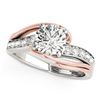 Image 1 : 14K White And Rose Gold Bypass Round Split Shank Diamond Engagement Ring (1 1/8 ct. tw.)