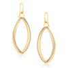 Image 1 : 14K Two Tone Gold Textured Triple Oval Shape Drop Earrings