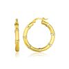 Image 1 : 14K Two-Tone Gold Alternate Textured Hoop Earrings