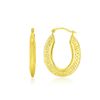 Image 1 : 10K Yellow Gold Woven Texture Oval Shape Hoop Earrings