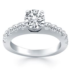14K White Gold Diamond Micro Prong Cathedral Engagement Ring