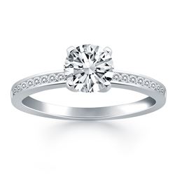 14K White Gold Engagement Ring with Diamond Channel Set Band