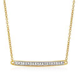 14K Yellow Gold 18 inch Necklace with Gold and Diamond Bar (1/10 ct. tw.)