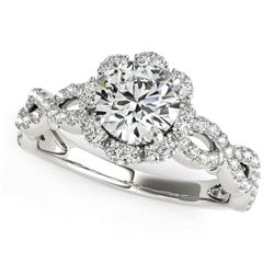 14K White Gold Flower Motif Split Shank Round Diamond Engagement Ring (1 5/8 ct. tw.) Sizes: 5-9