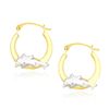Image 1 : 10K Two-Tone Gold Round Graduated Dolphin Design Hoop Earrings