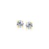 Image 1 : 14K Yellow Gold Stud Earrings with White Hue Faceted Cubic Zirconia