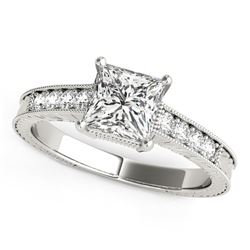 14K White Gold Antique Style Pronged Princess Cut Diamond Engagement Ring (1 1/8 ct. tw.)