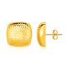 Image 1 : Textured Rounded Square Post Earrings in 14K Yellow Gold