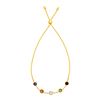 Image 1 : Adjustable Bracelet with Multicolored Small Round Gemstones in 14K Yellow Gold