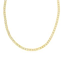 Mens Square Link Necklace in 14K Two Tone Gold