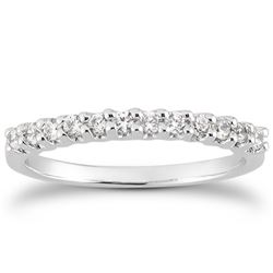 14K White Gold Fancy U Setting Shared Prong Diamond Wedding Ring Band