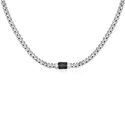 Sterling Silver Black Sapphire Embellished Weave Necklace