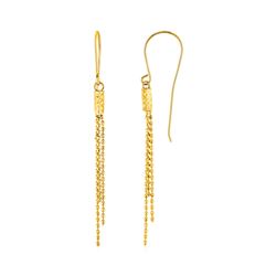 Earrings with Fine Chain Dangles in 10K Yellow Gold