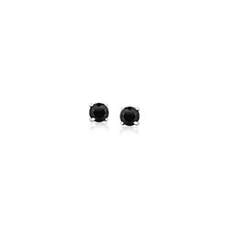 14K White Gold Black 3mm Faceted Cubic Zirconia Stud Earrings