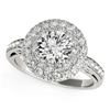 Image 1 : 14K White Gold Round Diamond with Two-Row Pave Border Engagement Ring (2 ct. tw.)