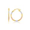 Image 1 : 10K Tri-Color Gold Classic Hoop Earrings with Diamond Cut Details