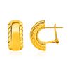 Image 1 : 14K Yellow Gold Textured Half Moon Post Earrings