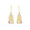 Image 1 : Textured Teardrop Chandelier Earrings in 14K Tri Color Gold