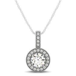 Milgrain Edge Diamond Halo Pendant in 14K White Gold (5/8 ct. tw.)