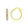Image 1 : 14K Two-Tone Gold Glittery Center Hoop Earrings