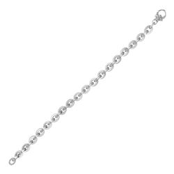 Shiny Oval Link Bracelet in 14K White Gold