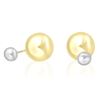 Image 1 : 14K Two-Tone Gold Double Sided Shiny Round Ball Design Earrings