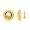 Image 1 : 14K Two-Tone Yellow and White Gold Ball and Rope Texture Post Earrings