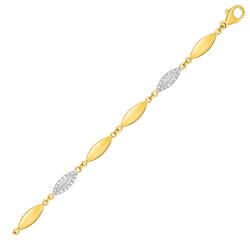 14K Yellow Gold and Diamond Marquise Motif Bracelet (1/5 ct. tw.)