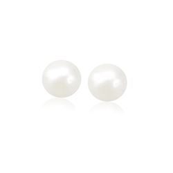 14K Yellow Gold Freshwater Cultured White Pearl Stud Earrings (8.0 mm)