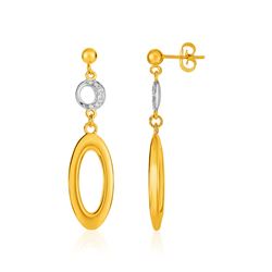 14K Yellow Gold and Diamond Oval and Crescent Moon Earrings (1/10 ct. tw.)