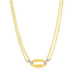 14K Yellow Gold and Diamond Necklace with Gold Center Link (1/10 ct. tw.)