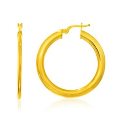 14K Yellow Gold Round Slim Design Hoop Earrings