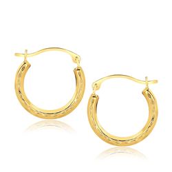 10K Yellow Gold Fancy Hoop Earrings