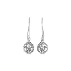Earrings with Geometric Pierced Drops in 10K White Gold