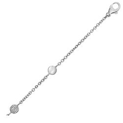 14K White Gold and Diamond Puff Circle Motif Bracelet (1/10 ct. tw.)