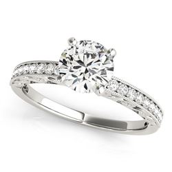 14K White Gold Antique Style Pronged Round Diamond Engagement Ring (1 1/8 ct. tw.)