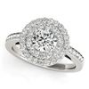 Image 1 : 14K White Gold Round with Two-Row Halo Diamond Engagement Ring (1 1/2 ct. tw.)