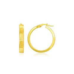 14K Yellow Gold Hoop Earrings with Textured Style