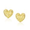 Image 1 : 14K Yellow Gold Puffed Heart Earrings with Diamond Cuts
