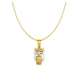 Owl Pendant in 10K Two Tone Gold