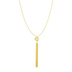 Necklace with Tassel and Love Knot Pendant in 14K Yellow Gold