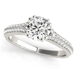 14K White Gold Round Double Prong Multirow Band Diamond Engagement Ring (1 1/8 ct. tw.)