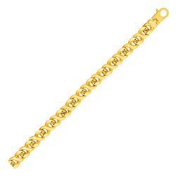 Mens Twisted Oval Link Bracelet in 14K Yellow Gold
