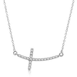 14K White Gold Diamond Embellished Cross Motif Necklace (.21ct tw)