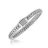 Image 1 : Sterling Silver Braided Style Men's Bracelet with White Sapphire Stones