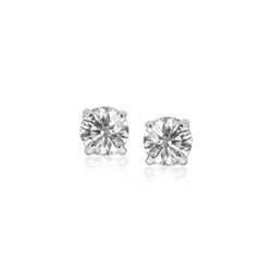 14K White Gold Stud Earrings with White Hue Faceted Cubic Zirconia
