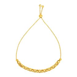 Adjustable Round Link Chain Bracelet in 14K Yellow Gold